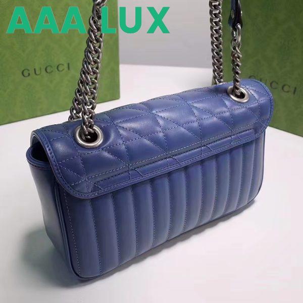 Replica Gucci Women GG Marmont Small Shoulder Bag Blue Matelassé Leather Double G 6