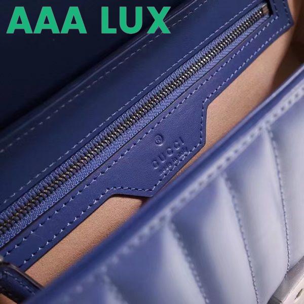 Replica Gucci Women GG Marmont Small Shoulder Bag Blue Matelassé Leather Double G 10