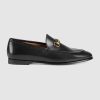 Replica Gucci Women Gucci Jordaan Leather Loafer 1.27cm Heel-Black