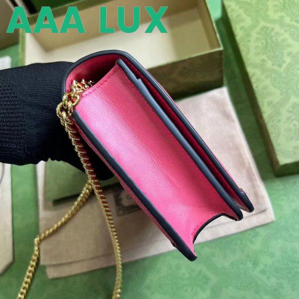 Replica Gucci Women GG Matelassé Chain Wallet Pink Leather Double G Chain Strap 6