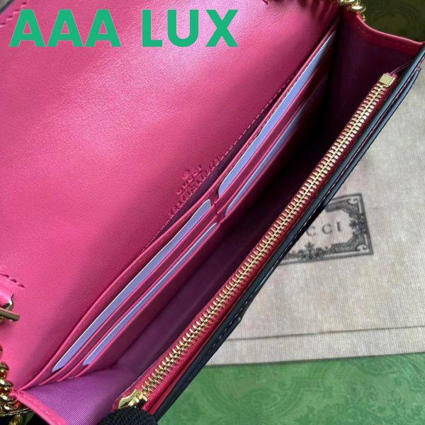 Replica Gucci Women GG Matelassé Chain Wallet Pink Leather Double G Chain Strap 8