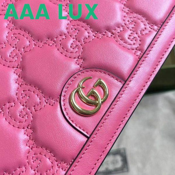 Replica Gucci Women GG Matelassé Chain Wallet Pink Leather Double G Chain Strap 9