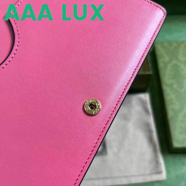 Replica Gucci Women GG Matelassé Chain Wallet Pink Leather Double G Chain Strap 10