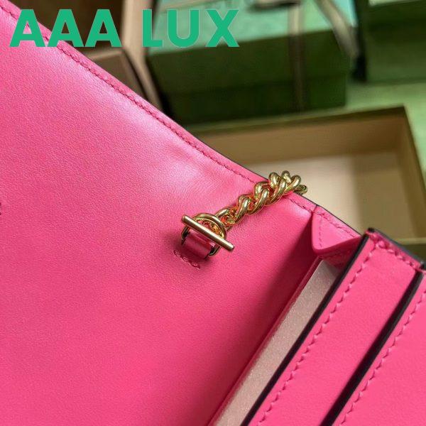 Replica Gucci Women GG Matelassé Chain Wallet Pink Leather Double G Chain Strap 11