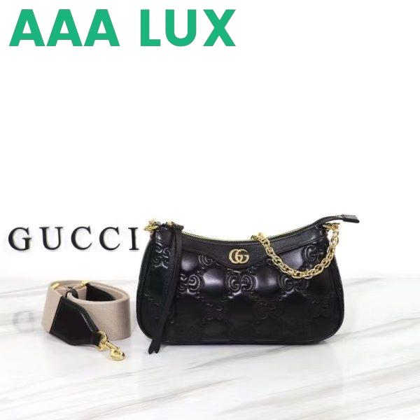 Replica Gucci Women GG Matelassé Handbag Black GG Matelassé Leather Double G 3