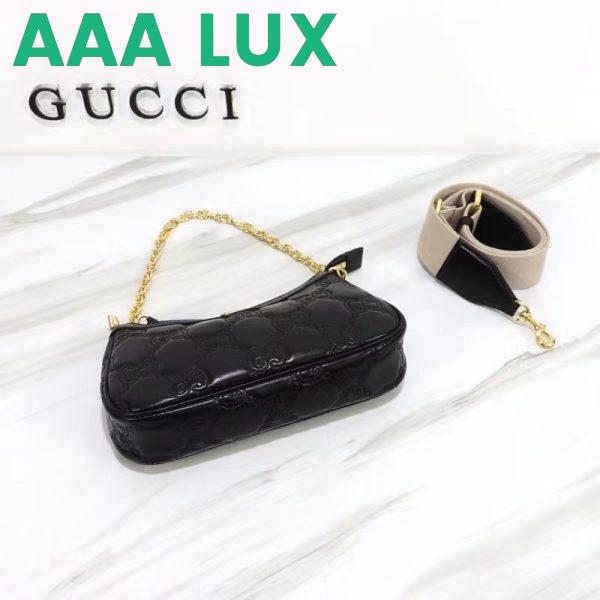Replica Gucci Women GG Matelassé Handbag Black GG Matelassé Leather Double G 5