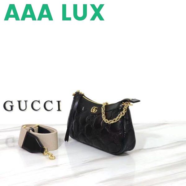 Replica Gucci Women GG Matelassé Handbag Black GG Matelassé Leather Double G 6