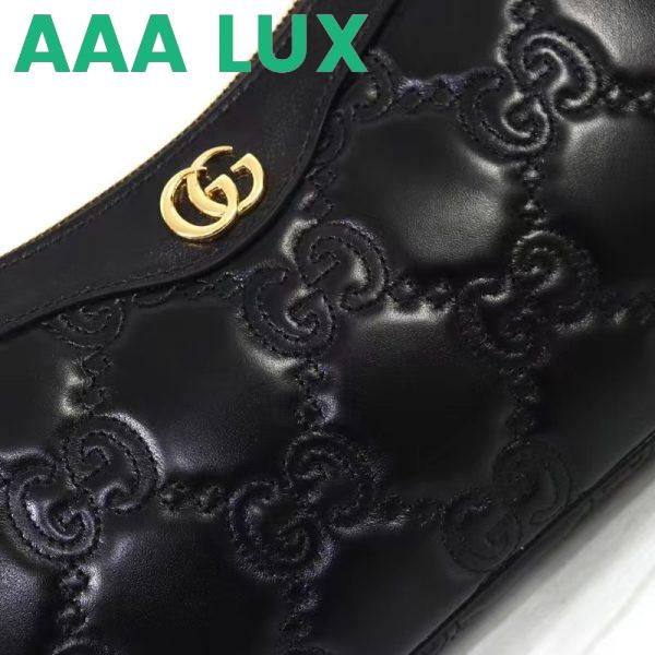 Replica Gucci Women GG Matelassé Handbag Black GG Matelassé Leather Double G 8
