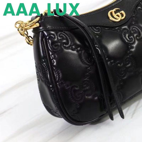 Replica Gucci Women GG Matelassé Handbag Black GG Matelassé Leather Double G 9