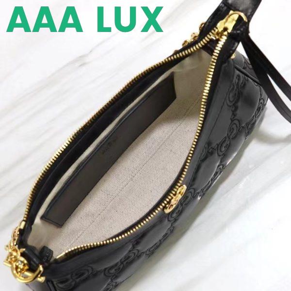 Replica Gucci Women GG Matelassé Handbag Black GG Matelassé Leather Double G 10