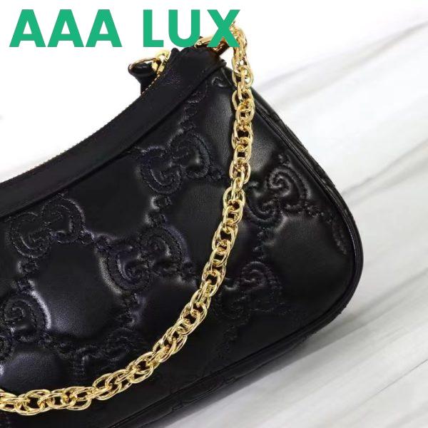 Replica Gucci Women GG Matelassé Handbag Black GG Matelassé Leather Double G 11