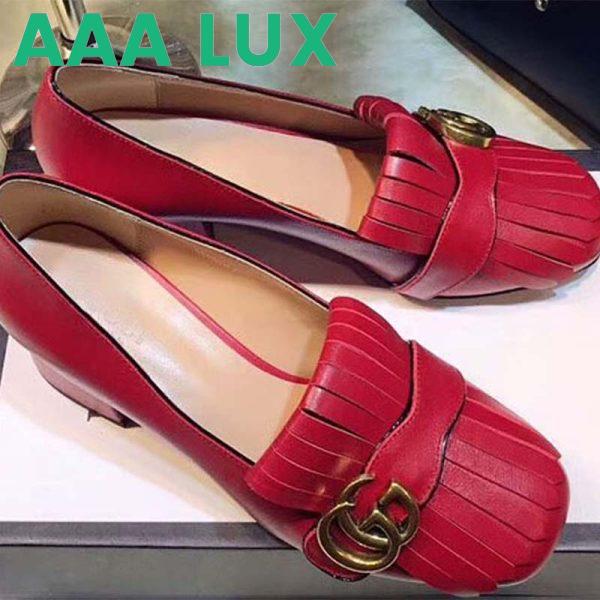 Replica Gucci Women Shoes Leather Mid-Heel Pump 50mm Heel-Red 3