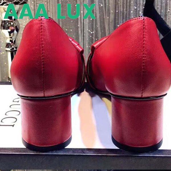 Replica Gucci Women Shoes Leather Mid-Heel Pump 50mm Heel-Red 7