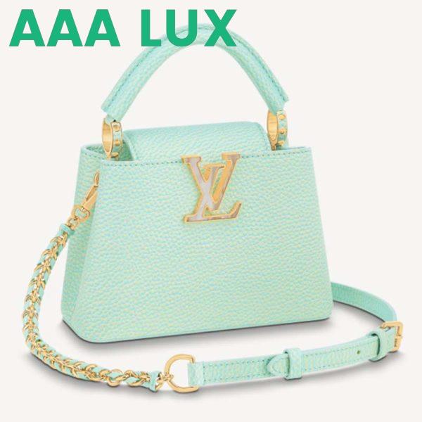 Replica Louis Vuitton LV Women Capucines Mini Handbag Vert D’eau Green Taurillon Leather 2