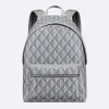 Replica Dior Unisex Rider Backpack Gray CD Diamond Canvas Smooth Calfskin