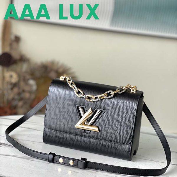 Replica Louis Vuitton LV Women Twist MM Handbag Black Epi Grained Smooth Cowhide Leather 3