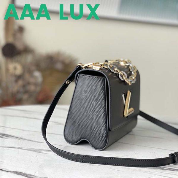 Replica Louis Vuitton LV Women Twist MM Handbag Black Epi Grained Smooth Cowhide Leather 4