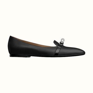 Replica Hermes Women Shoes Pegase Ballerina in Calfskin-Black