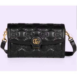 Replica Gucci Women GG Matelassé Small Bag Black Double G 2