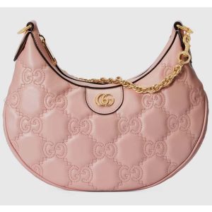 Replica Gucci Women GG Matelassé Small Shoulder Bag Pink Double G Zip Closure 2