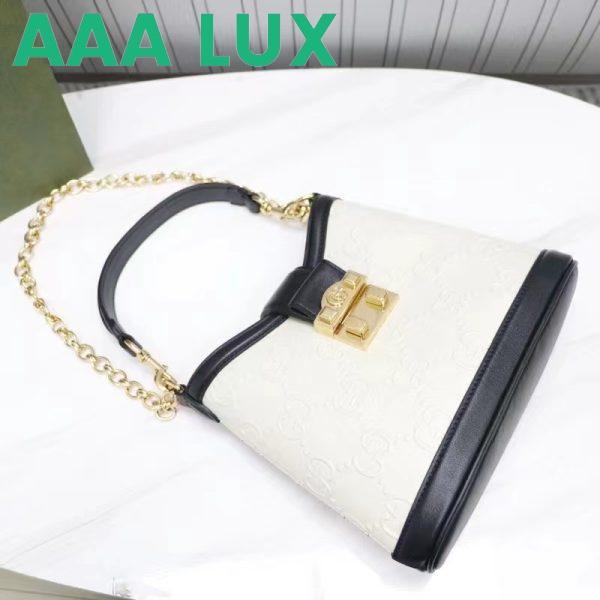 Replica Gucci Women GG Small GG Shoulder Bag White Debossed Leather Double G 5