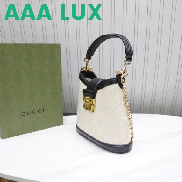 Replica Gucci Women GG Small GG Shoulder Bag White Debossed Leather Double G 8