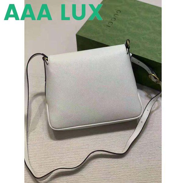 Replica Gucci Women GG Small Messenger Bag with Double G White Leather 4
