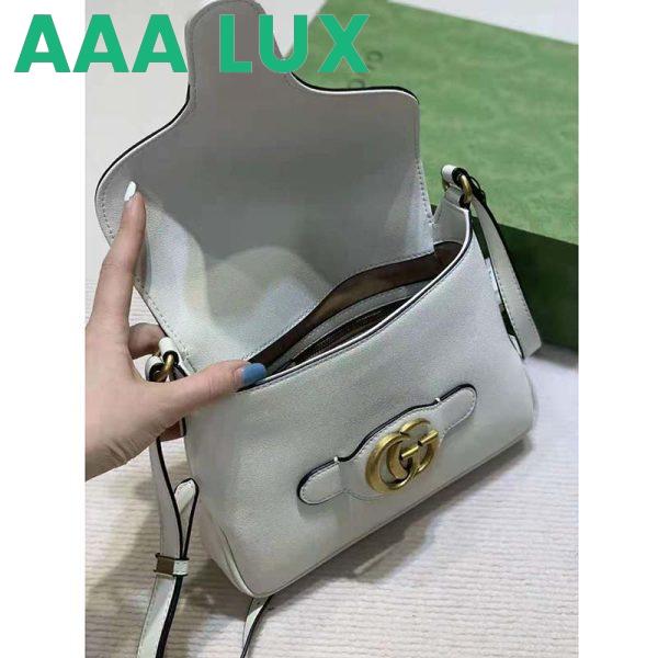 Replica Gucci Women GG Small Messenger Bag with Double G White Leather 5