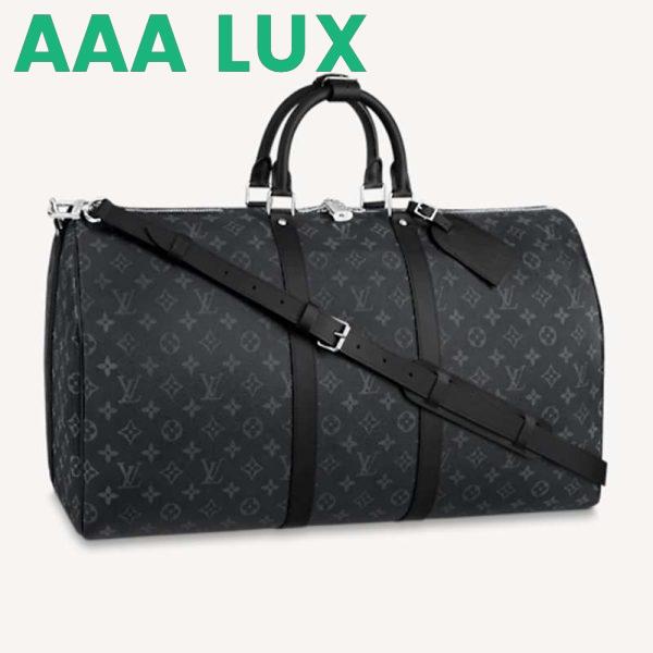Replica Louis Vuitton LV Unisex Keepall Bandoulière 55 Travel Bag Coated Canvas Cowhide 2