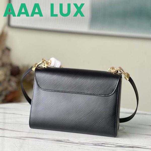 Replica Louis Vuitton LV Women Twist MM Handbag Black Epi Grained Leather Monogram Flower 4