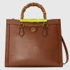 Replica Gucci Women Gucci Diana Medium Tote Bag Double G Brown Leather Bamboo Handles