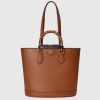 Replica Gucci Women Gucci Diana Medium Tote Bag Double G Brown Leather Bamboo Handles 12