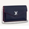 Replica Louis Vuitton LV Women Mylockme Chain Pochette Navy Soft Grained Calfskin