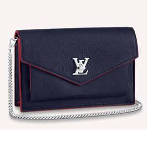 Replica Louis Vuitton LV Women Mylockme Chain Pochette Navy Soft Grained Calfskin 2