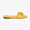 Replica Fendi Women Signature Yellow Leather Slides in 0.4 inches Heel Height