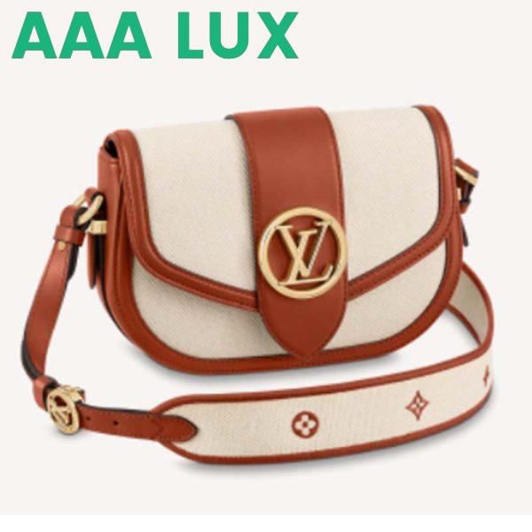 Replica Louis Vuitton LV Women Pont 9 Soft MM Handbag Caramel Brown Canvas Cowhide