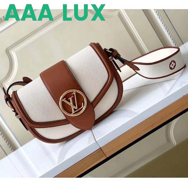 Replica Louis Vuitton LV Women Pont 9 Soft MM Handbag Caramel Brown Canvas Cowhide 3