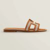 Replica Hermes Women Oran Sandal in Calfskin and H Canvas with Iconic H Cut-Out-Black 11