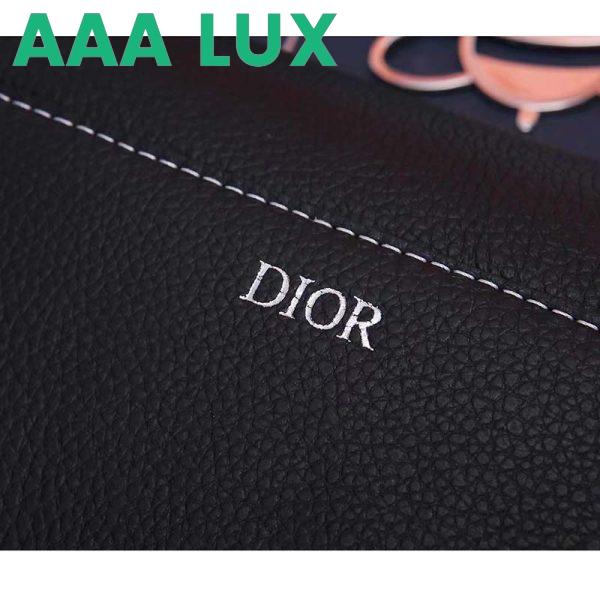 Replica Dior Unisex CD Saddle Pouch Black Grained Calfskin Leather 10