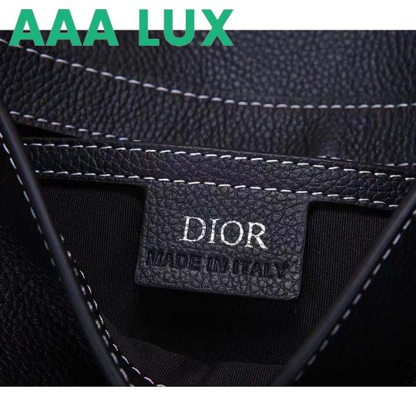 Replica Dior Unisex CD Saddle Pouch Black Grained Calfskin Leather 11