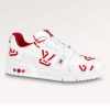 Replica Louis Vuitton Unisex LV Trainer Sneaker Red Mix Sustainable Materials Monogram Flowers