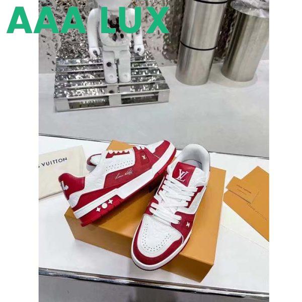 Replica Louis Vuitton Unisex LV Trainer Sneaker Red Mini Monogram Embossed Calf Leather 8