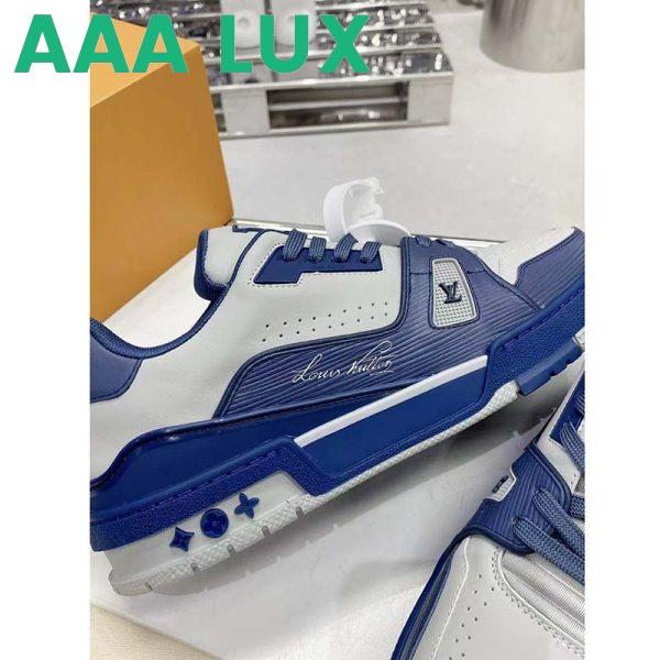 Replica Louis Vuitton Unisex LV Trainer Sneaker Navy Blue Epi Calf Leather Rubber Outsole 11