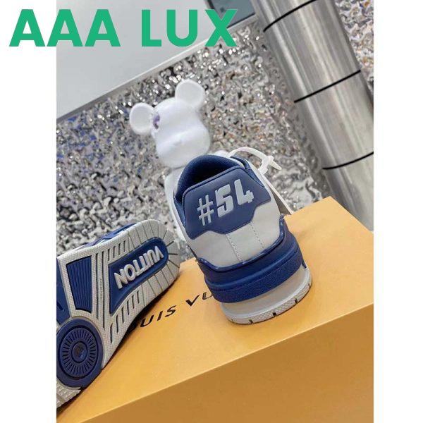 Replica Louis Vuitton Unisex LV Trainer Sneaker Navy Blue Epi Calf Leather Rubber Outsole 12