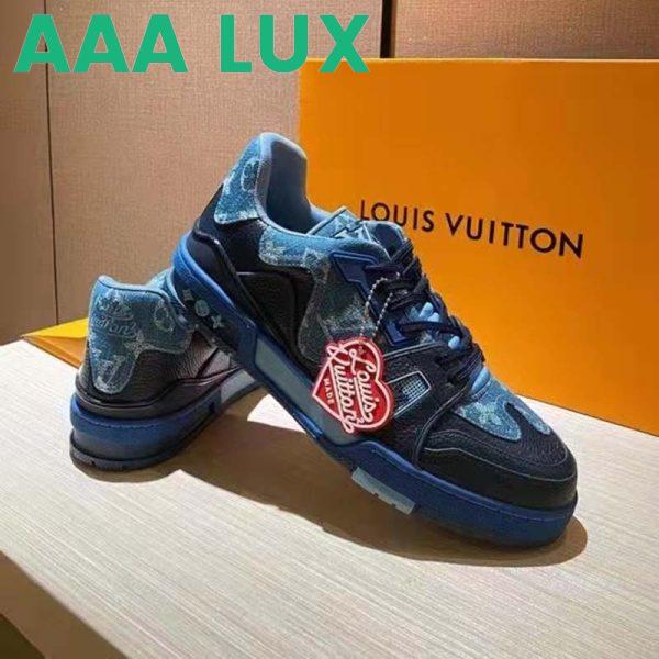 Replica Louis Vuitton Unisex LV Trainer Sneaker Blue Monogram Denim Rubber Outsole 3