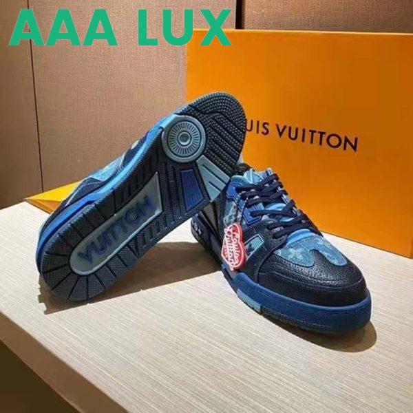 Replica Louis Vuitton Unisex LV Trainer Sneaker Blue Monogram Denim Rubber Outsole 5