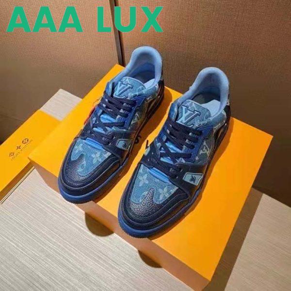 Replica Louis Vuitton Unisex LV Trainer Sneaker Blue Monogram Denim Rubber Outsole 7