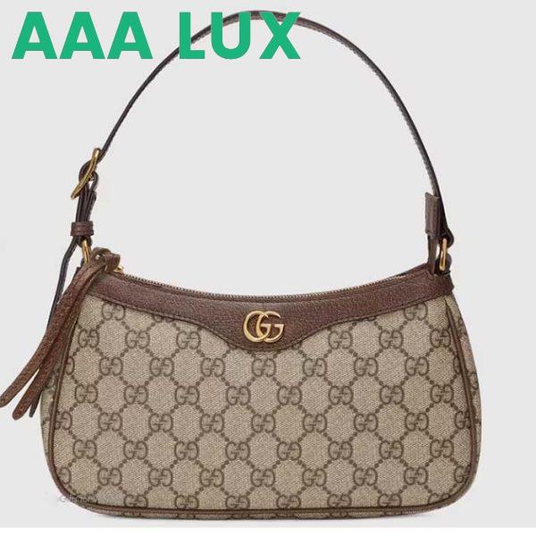 Replica Gucci Women Ophidia Small Handbag Beige Ebony GG Supreme Canvas Double G 2
