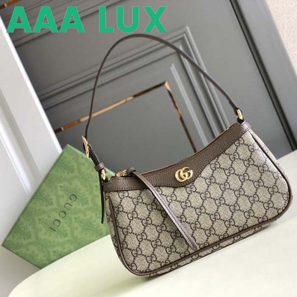 Replica Gucci Women Ophidia Small Handbag Beige Ebony GG Supreme Canvas Double G 3