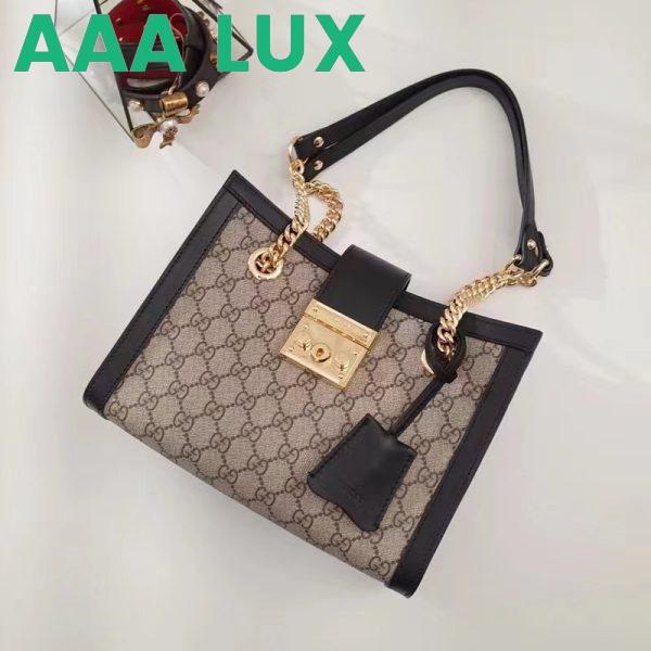 Replica Gucci Women Padlock GG Small Shoulder Bag Black Beige Ebony Supreme Canvas 3